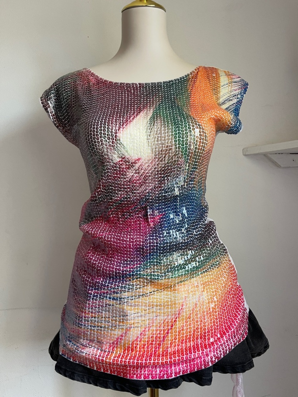 Women’s Multicolor Sequin Scoop-Neck Top